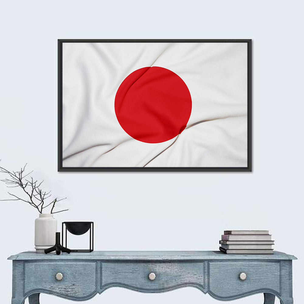 Japanese Flag Fabric Study Wall Art in a room, landscape