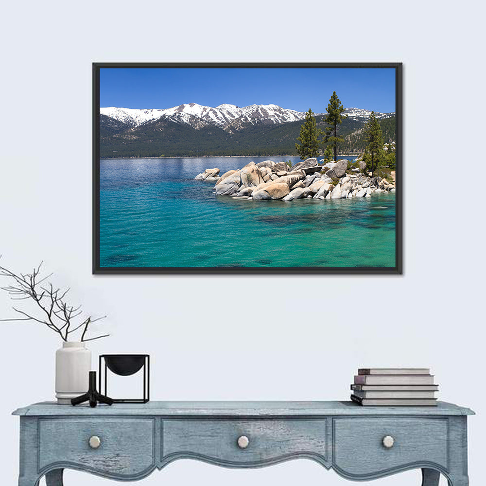 Sand Harbor Boulders Lake Tahoe Wall Art in a room, landscape