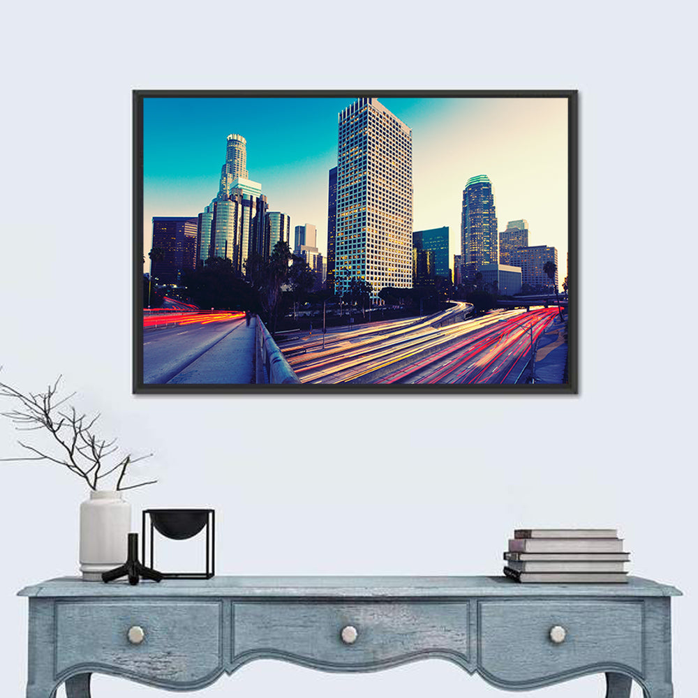 Los Angeles Night Skyline with U.s. Bank Tower Wall Art