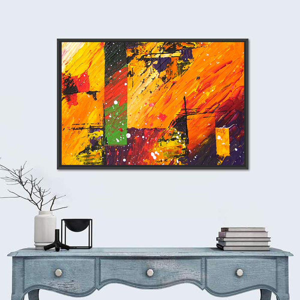 Bold Impasto Geometry Wall Art in a room, landscape