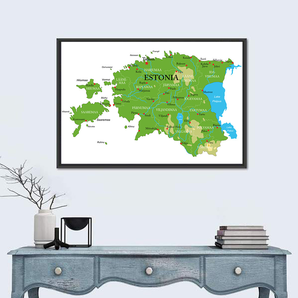 Estonia Physical Map Wall Art