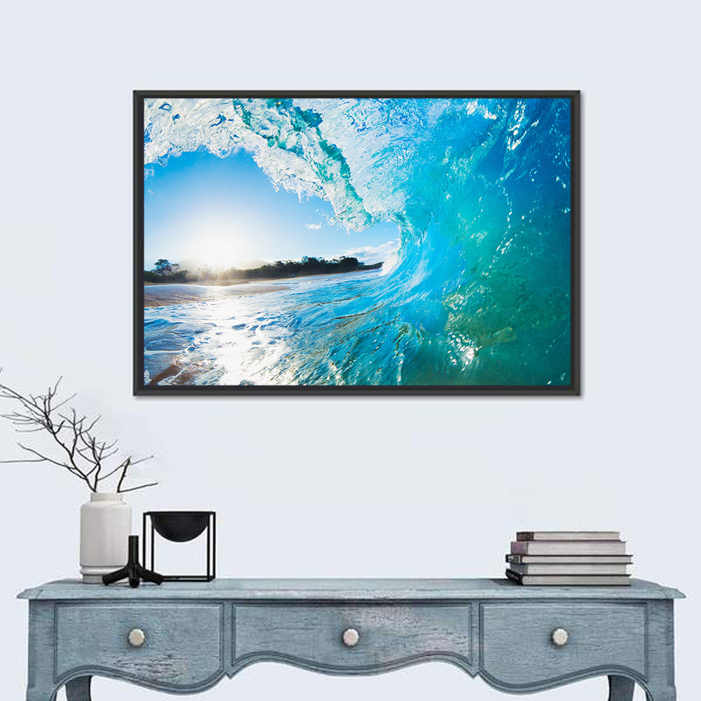 Inside a Breaking Blue Wave Wall Art