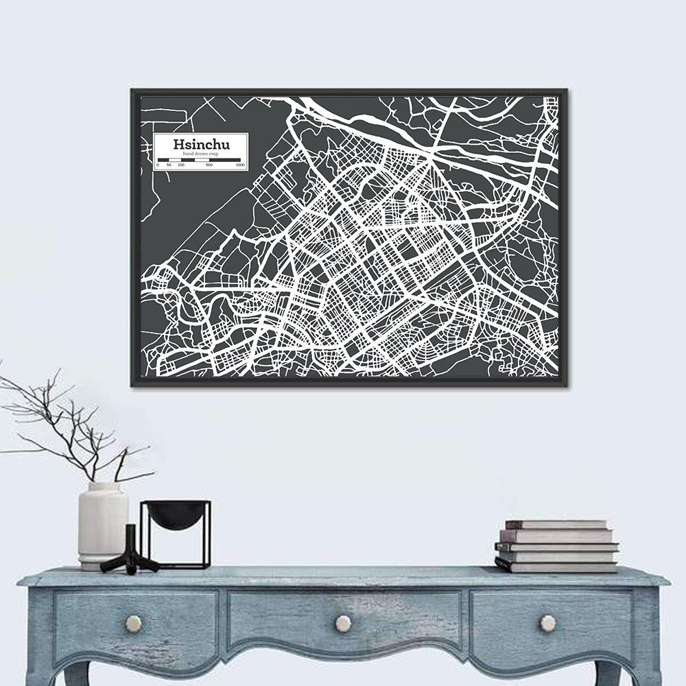 Hsinchu Street Grid Map Wall Art