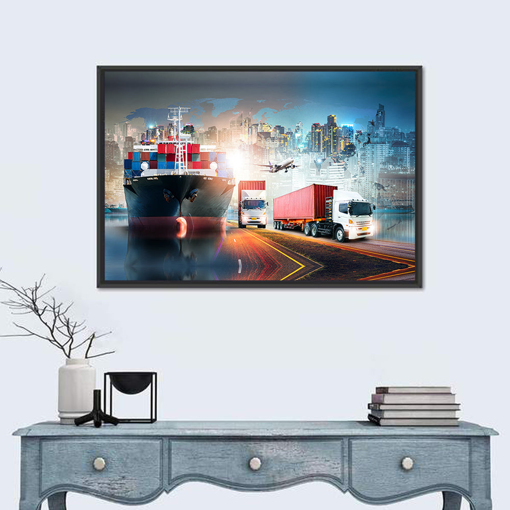 Global Logistics Nightscape Wall Art