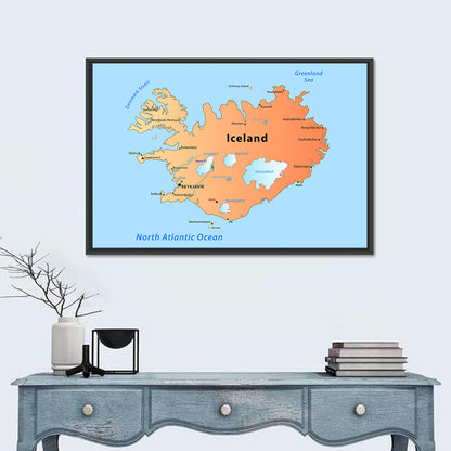 Iceland Map Illustration Wall Art