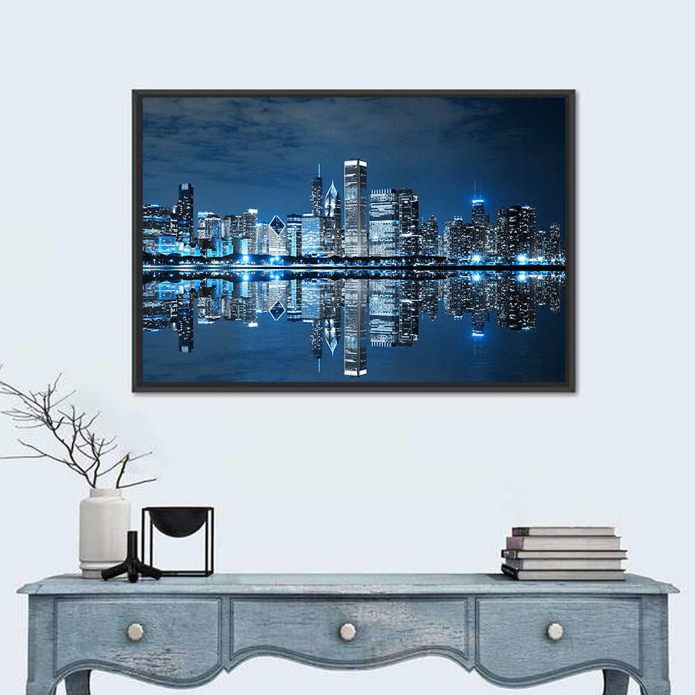 Chicago Skyline at Night Wall Art