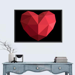 Red Geometric Heart Wall Art