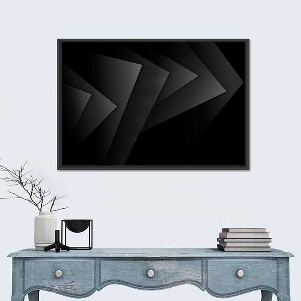Dark Layered Geometry Wall Art in a room, landscape