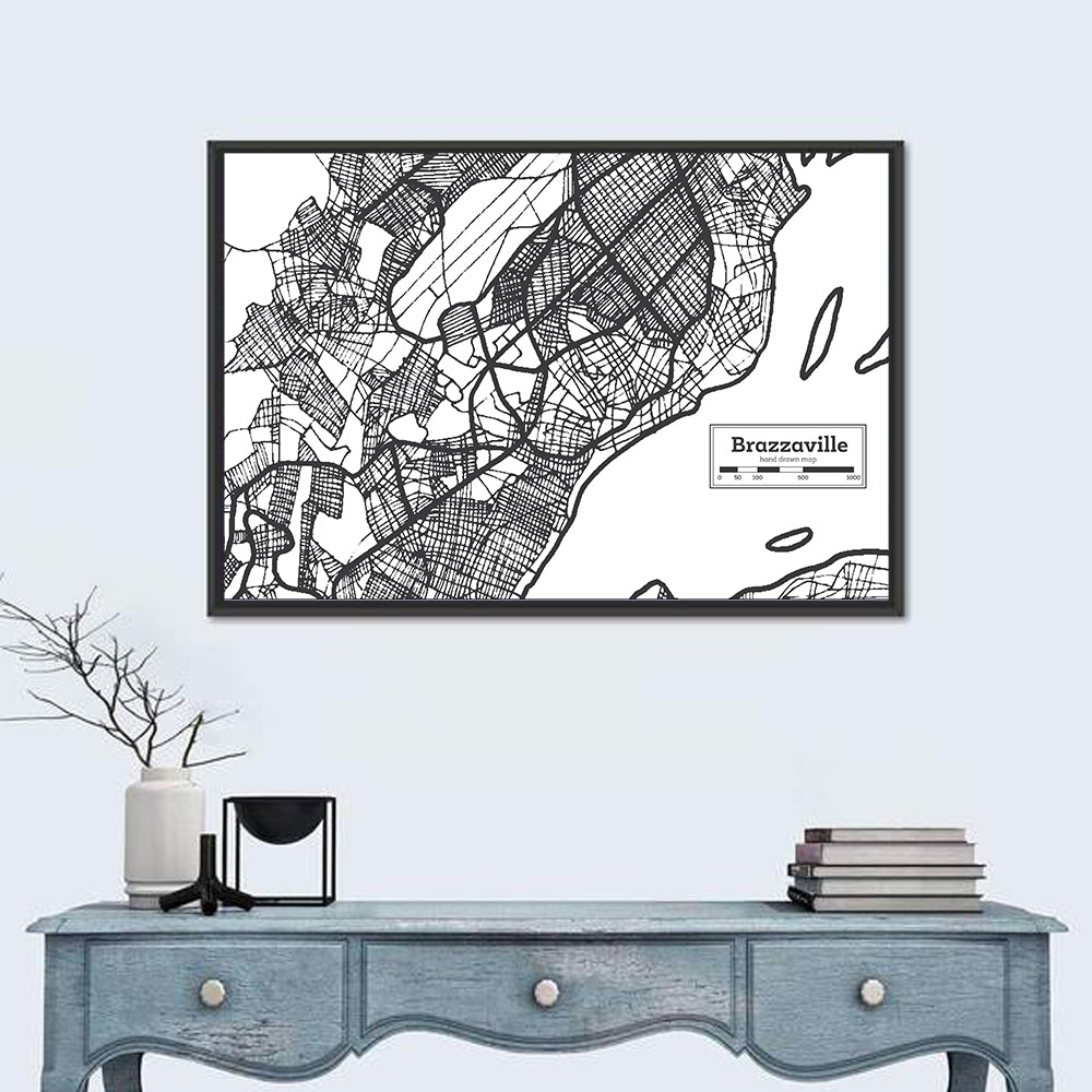 Brazzaville City Map Wall Art