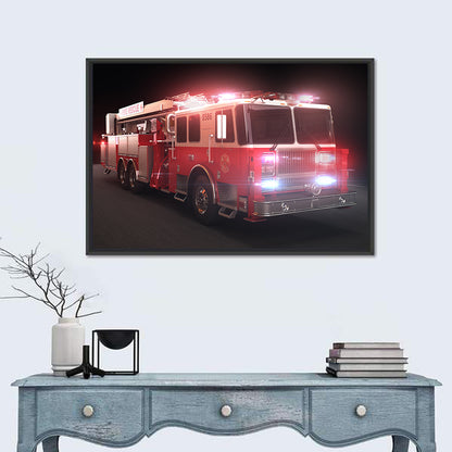 Fire Rescue Truck at Night Wall Art