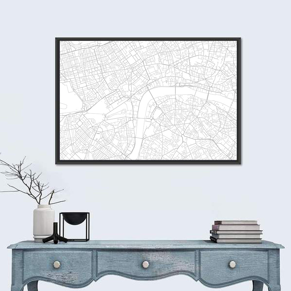 London City Map Plan Wall Art in a room, landscape
