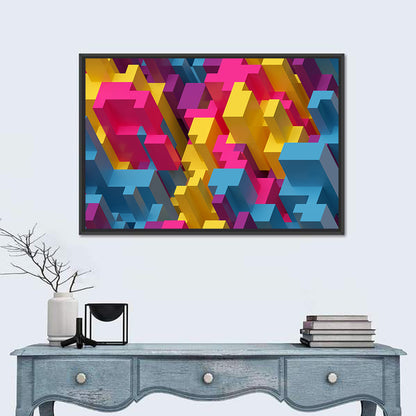 Isometric Voxel Cluster Wall Art