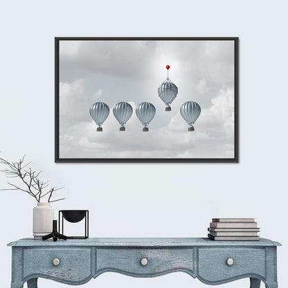 Hot Air Balloon Race with Red Accent Wall Art