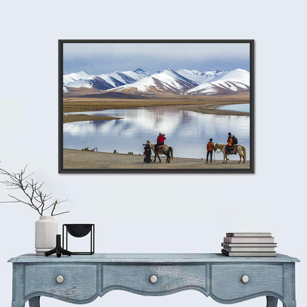 Namco Lake with Horse Riders Wall Art in a room, landscape