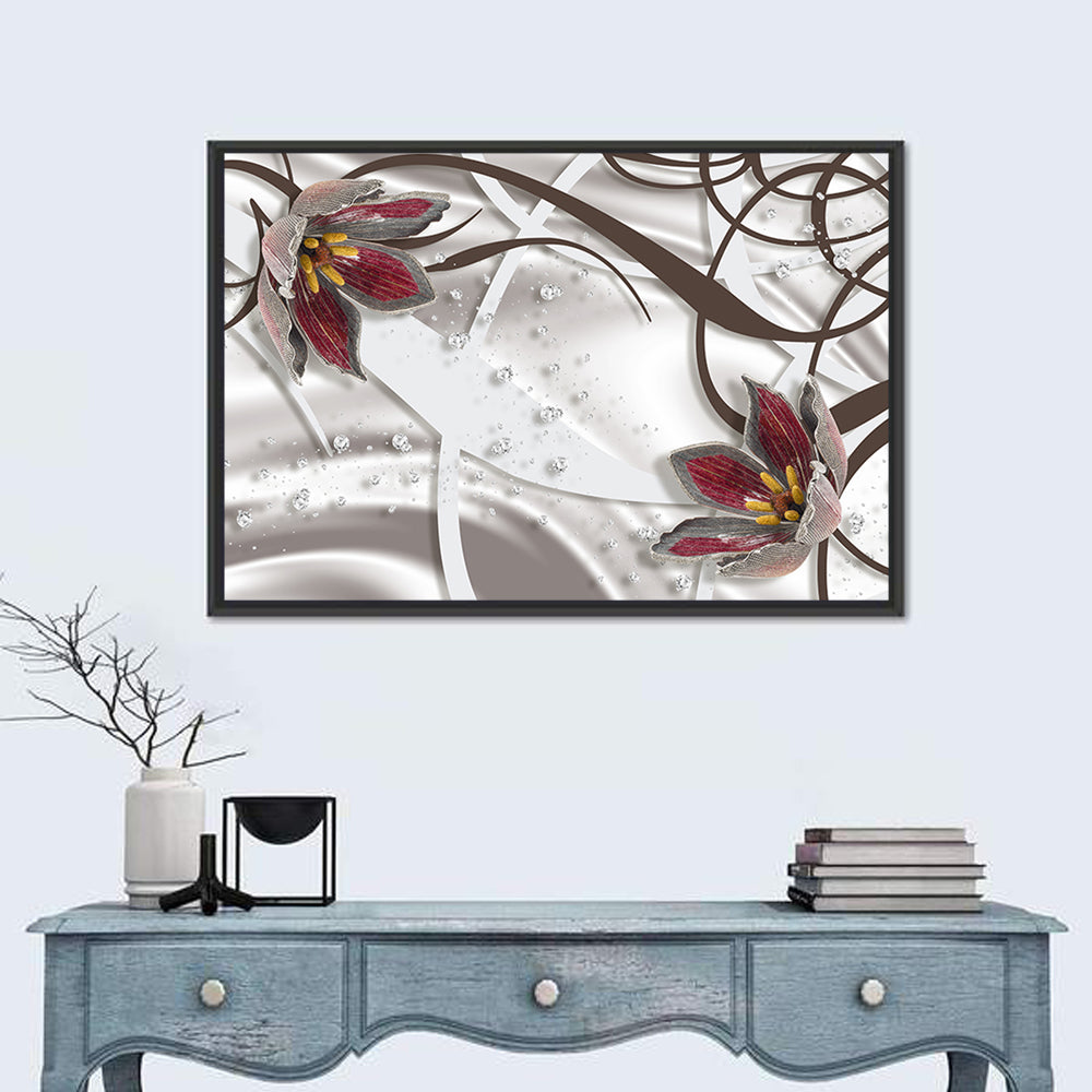 Jewelry Floral Swirls Wall Art in a room, landscape