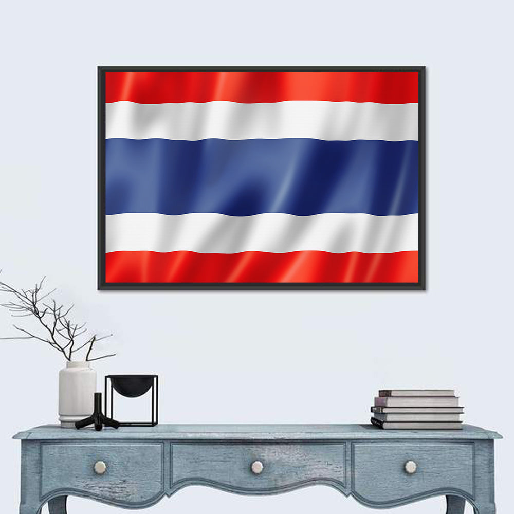 Thai Flag with Waving Stripes Wall Art in a room, landscape