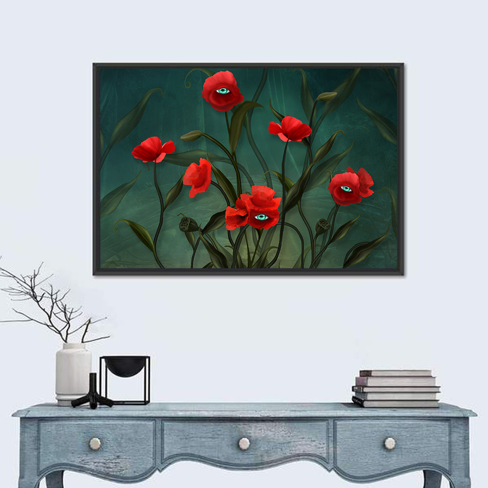 Surreal Poppies with Eyes Wall Art
