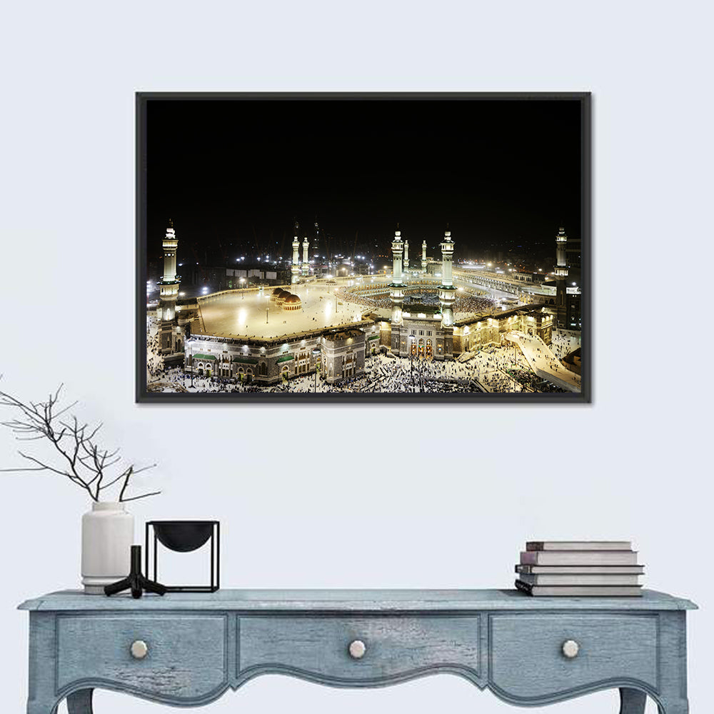 Masjid Al-haram at Night Wall Art in a room, landscape
