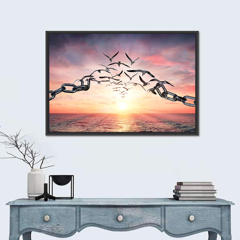 Breaking Chains at Sunset Wall Art in a room, landscape
