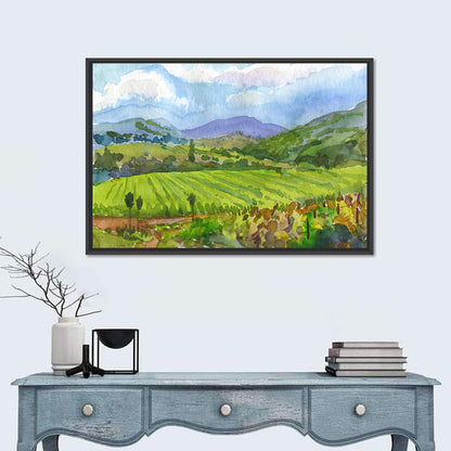 Countryside Vineyard Watercolor Wall Art