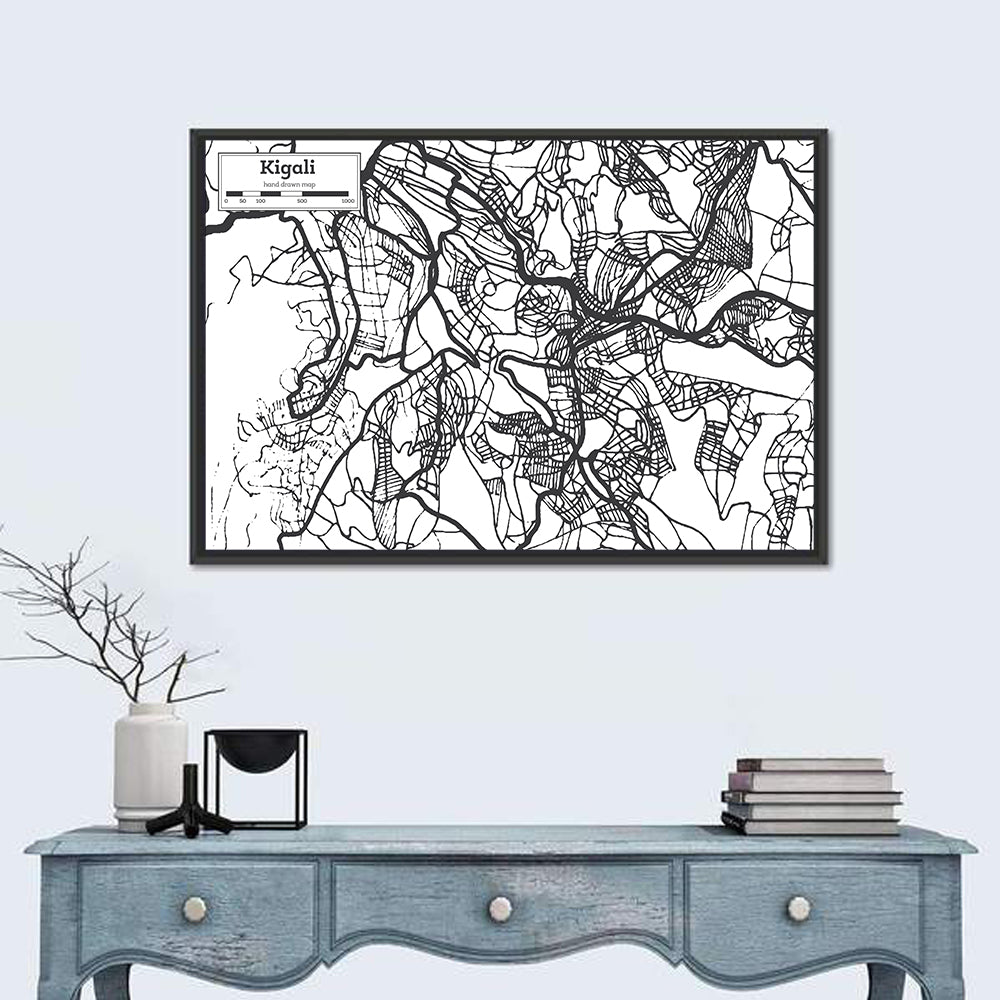 Kigali Urban Map Wall Art