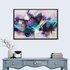 Impasto Texture Abstract in Purple and Teal Wall Art