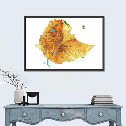 Ethiopia Topographic Map Wall Art