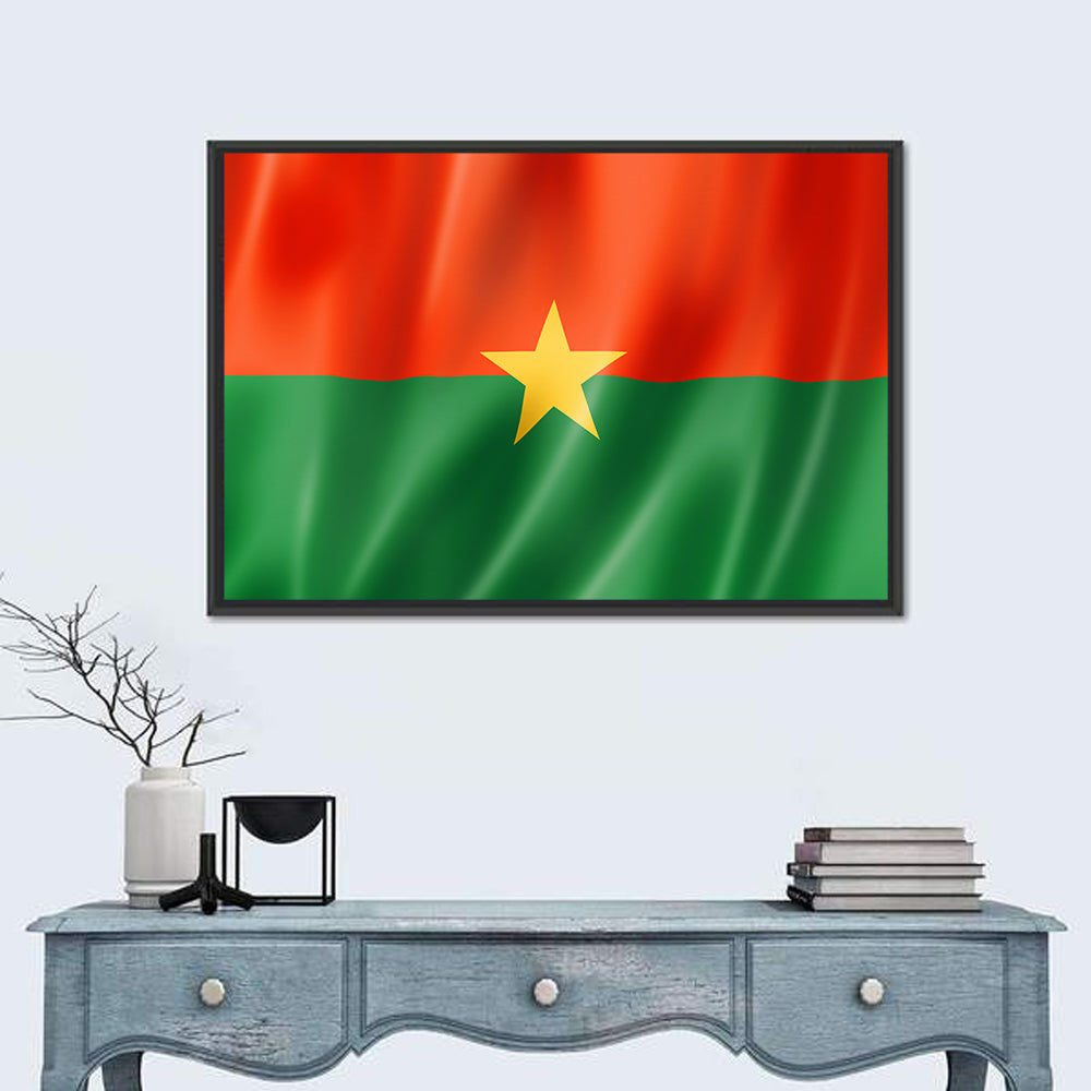 Burkina Faso Flag with Wavy Texture Wall Art