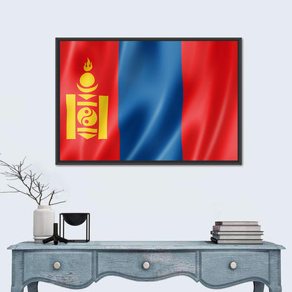 Mongolian Flag with Soyombo Emblem Wall Art