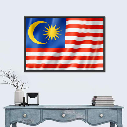 Malaysian Flag with Crescent and 14 Point Star Wall Art