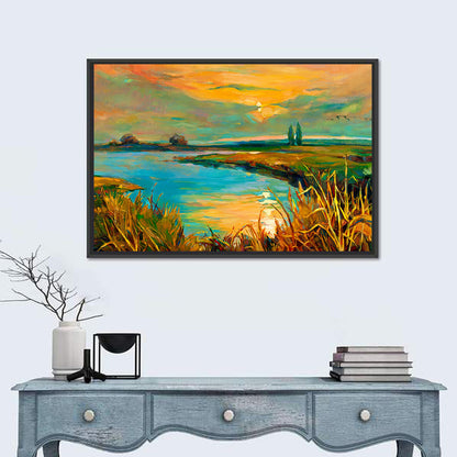 Rural Lake at Sunset Wall Art