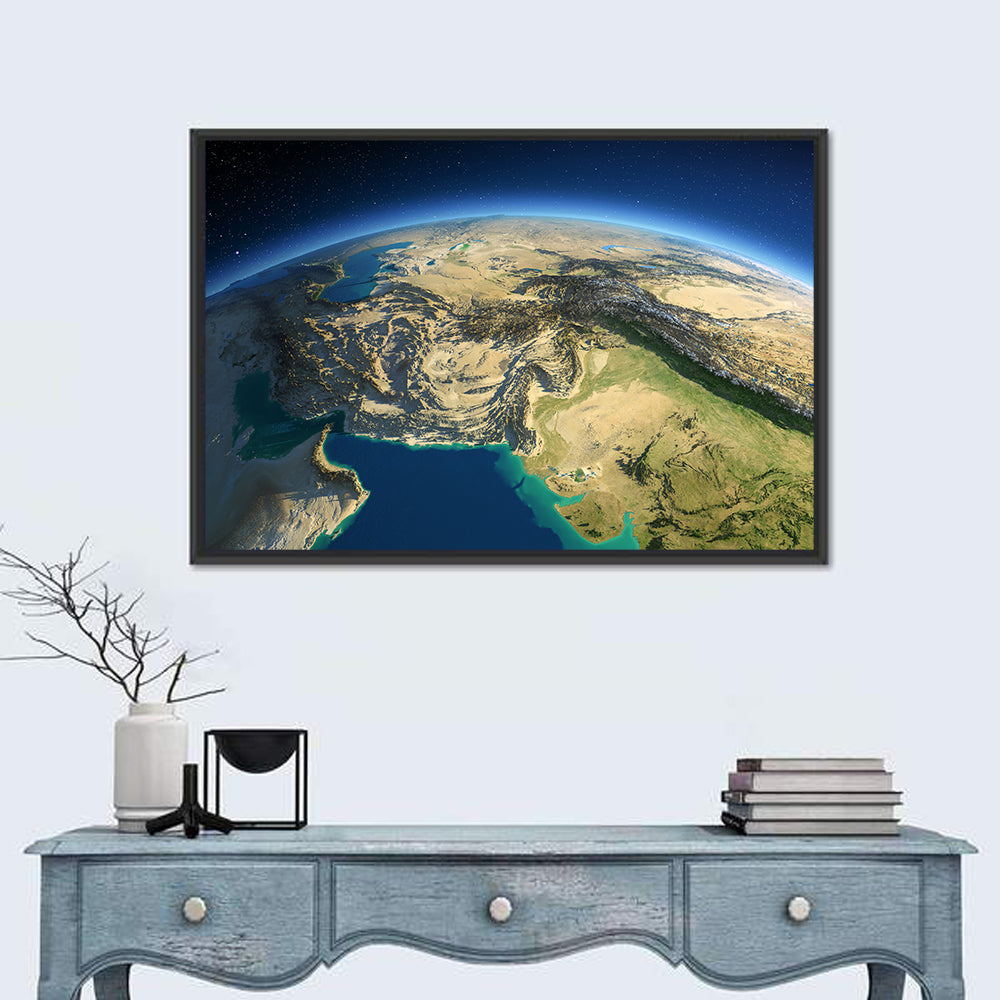 South Asia Topographic Map Wall Art
