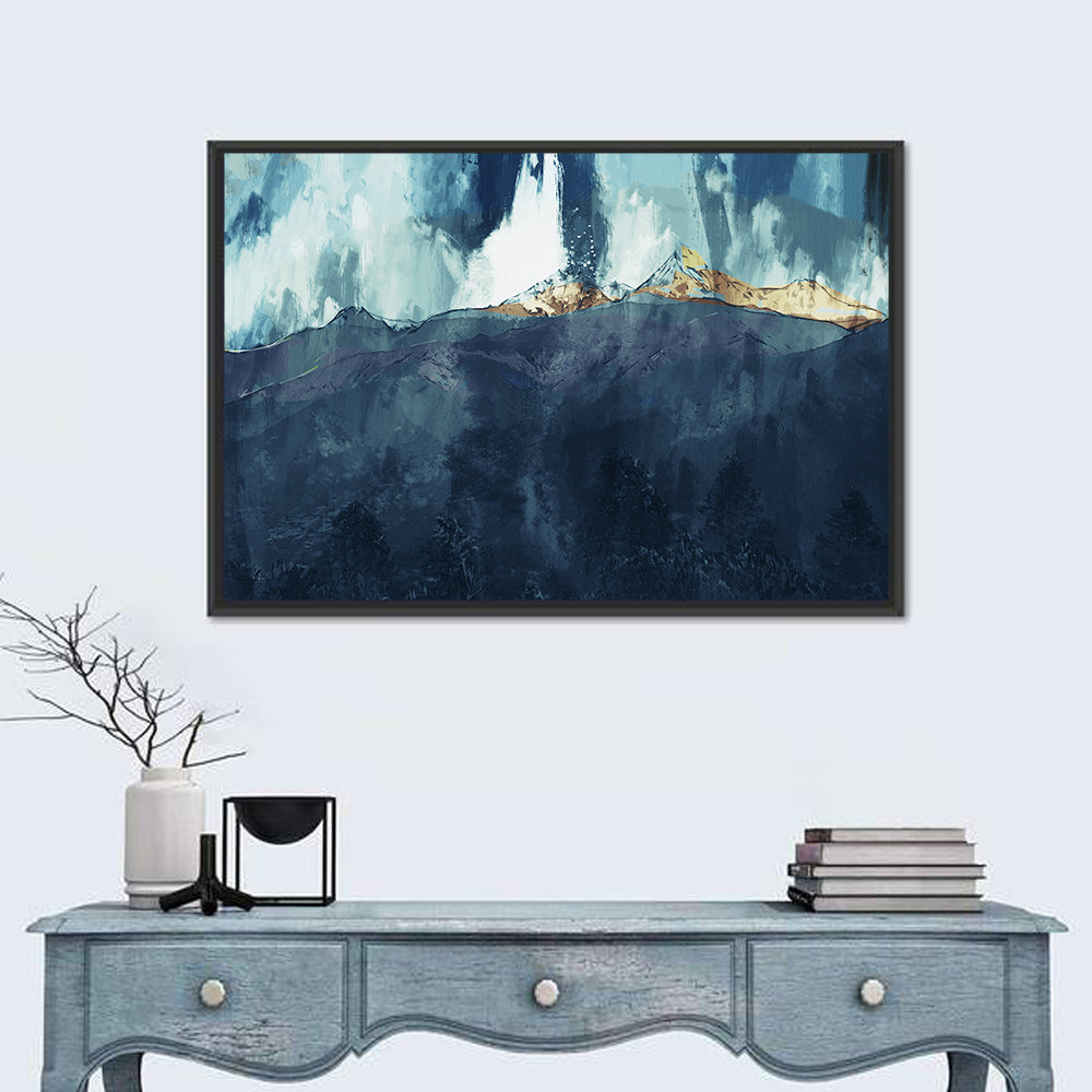 Backlit Mountain Range Wall Art
