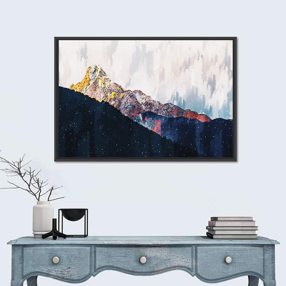 Textured Mountain Peaks Wall Art in a room, landscape