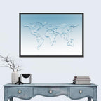 Embossed Water World Map Wall Art