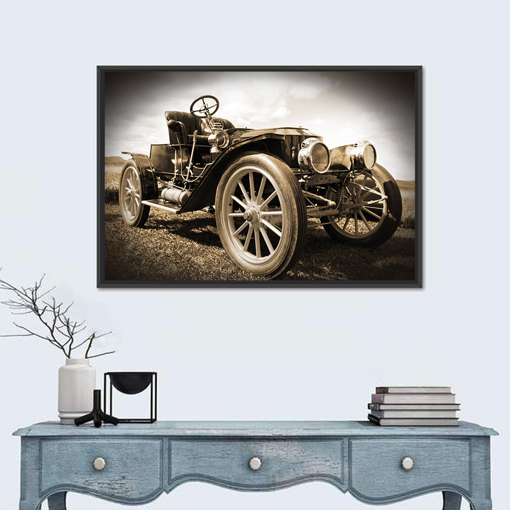 Sepia Vintage Roadster Side Profile Wall Art