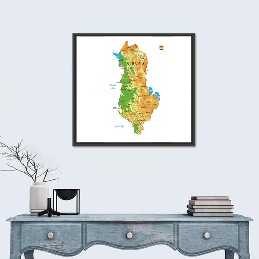 Albania Terrain Map Wall Art
