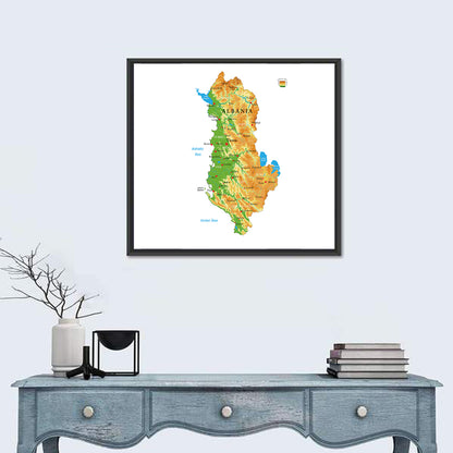 Albania Terrain Map Wall Art