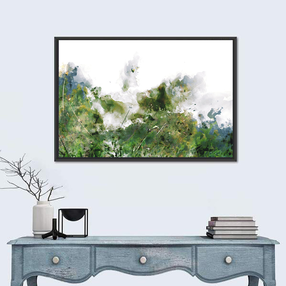 Wildflower Meadow Watercolor Wall Art in a room, landscape