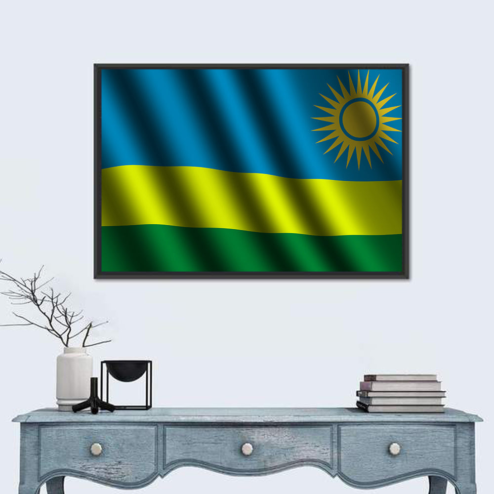 Rwandan Flag with Golden Sun Wall Art