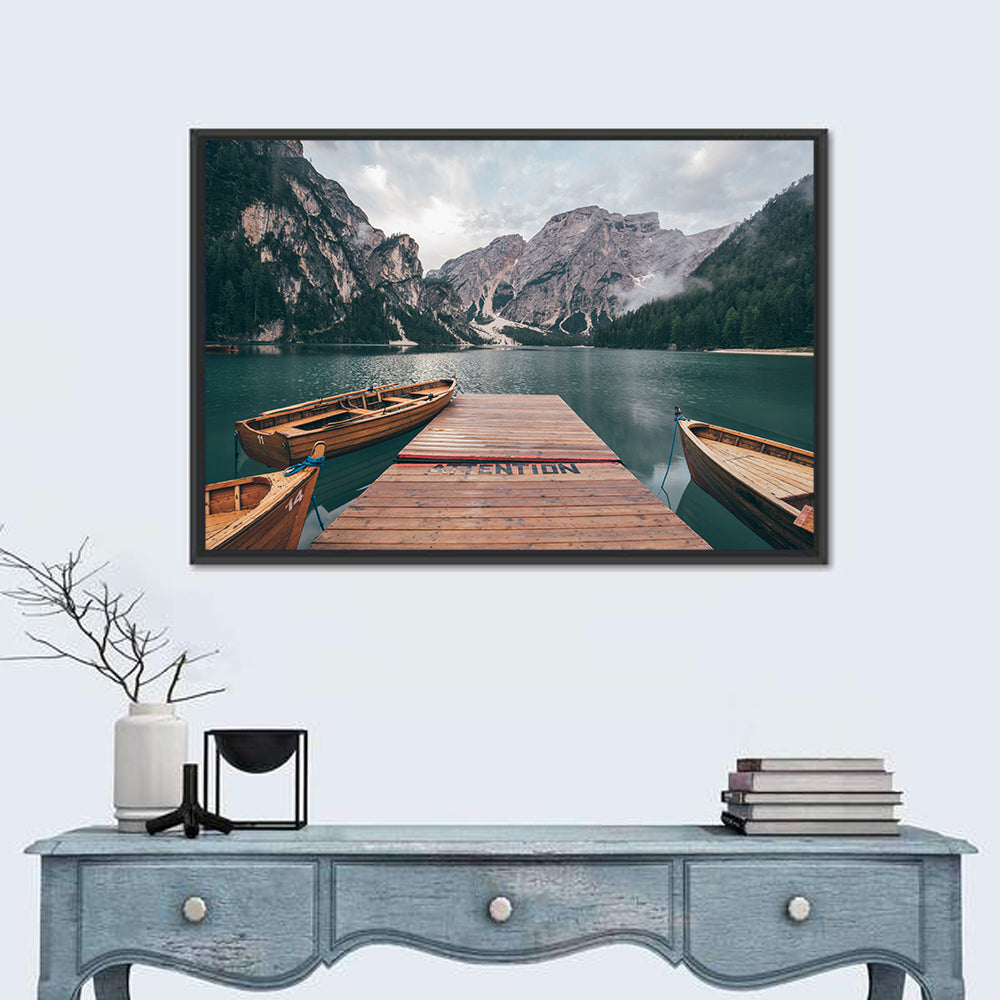 Lago Di Braies Dock, Dolomites Wall Art