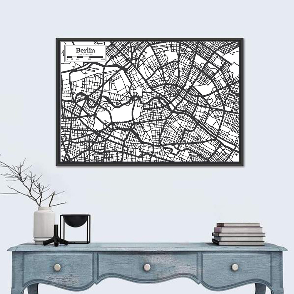 Hand-drawn Berlin City Map Wall Art