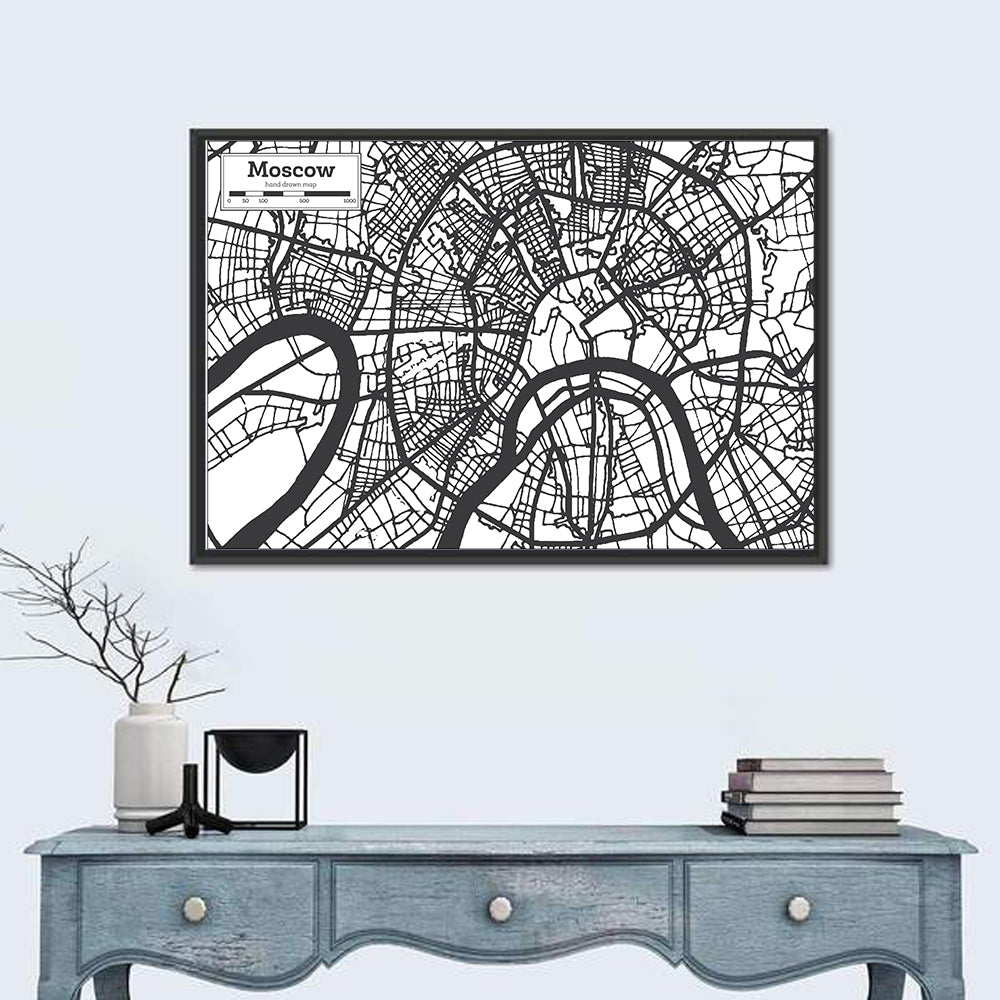 Minimalist Moscow City Map Wall Art
