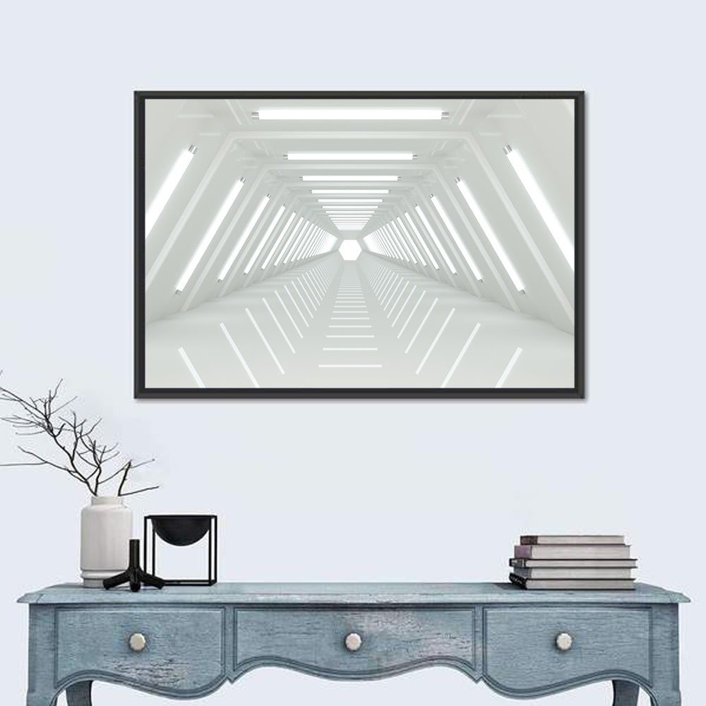 White Tunnel Wall Art in a room, landscape