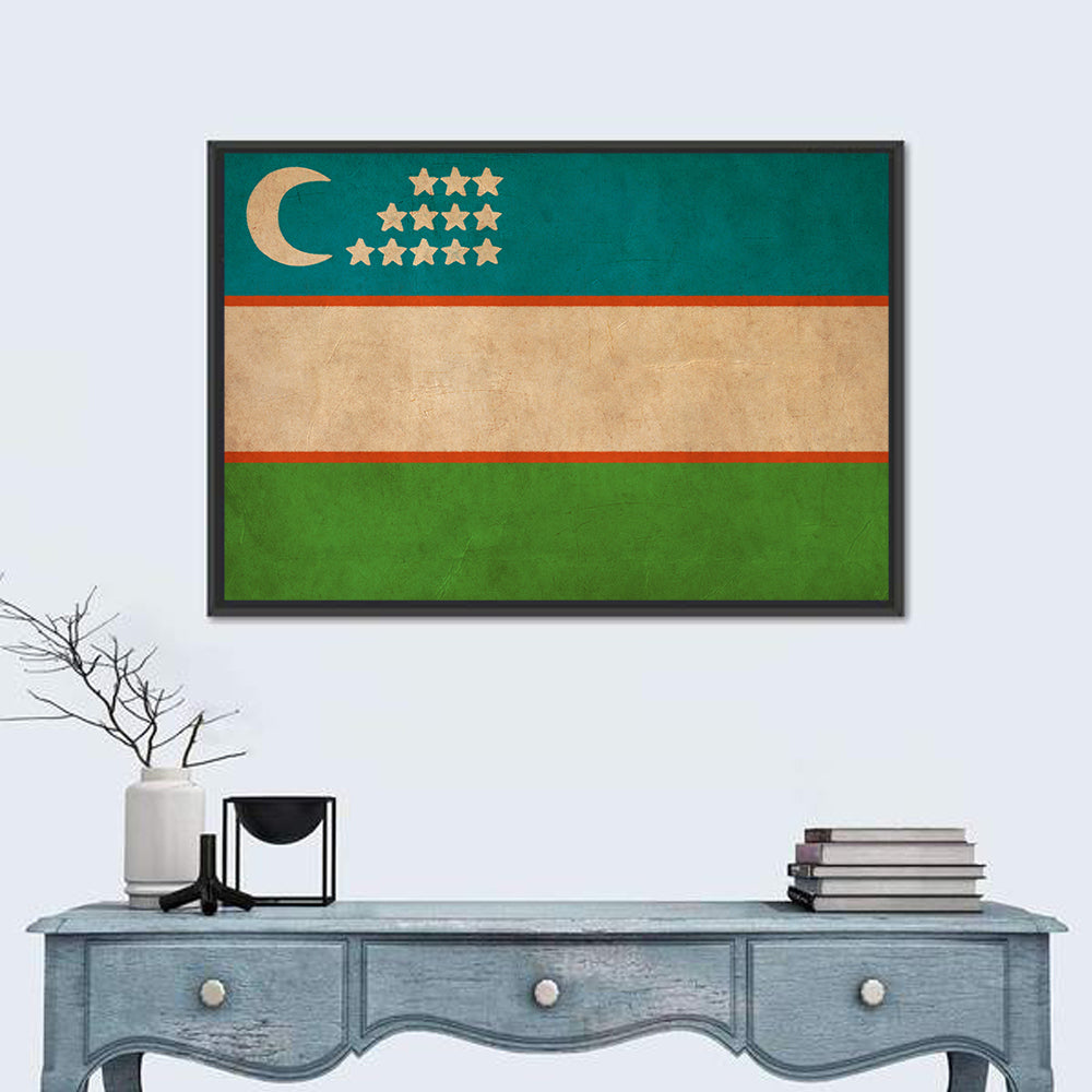 Uzbekistan Flag with Crescent and Stars Wall Art