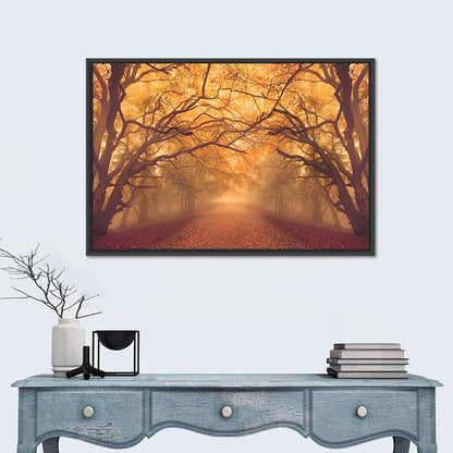 Golden Autumn Forest Path Wall Art