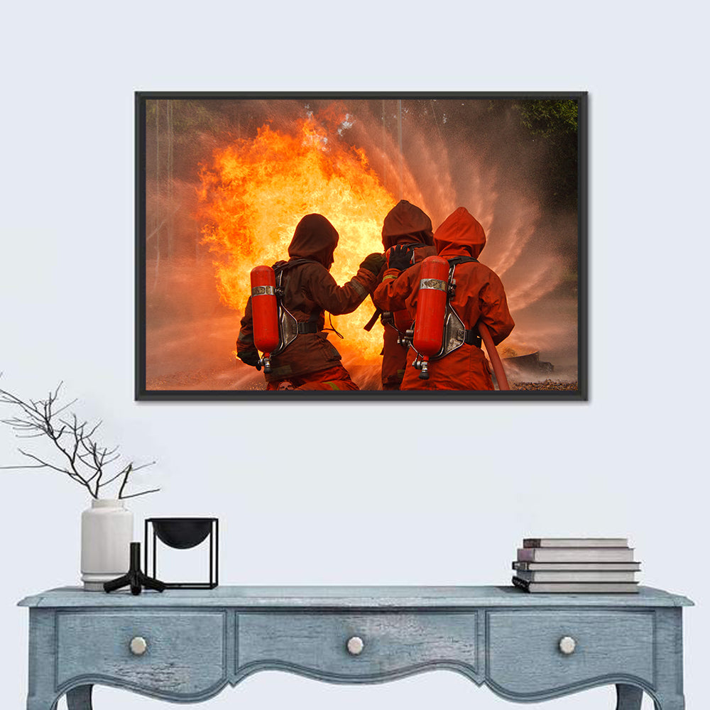 Three Firefighters Training Drill Wall Art