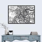 Brisbane Hand-drawn City Map Wall Art