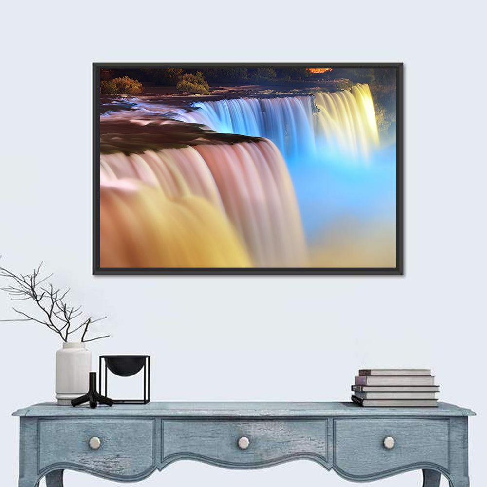 Niagara Falls Nightscape Wall Art in a room, landscape
