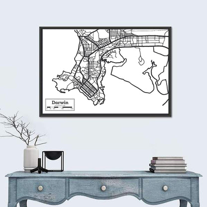 Darwin Minimalist City Map Wall Art